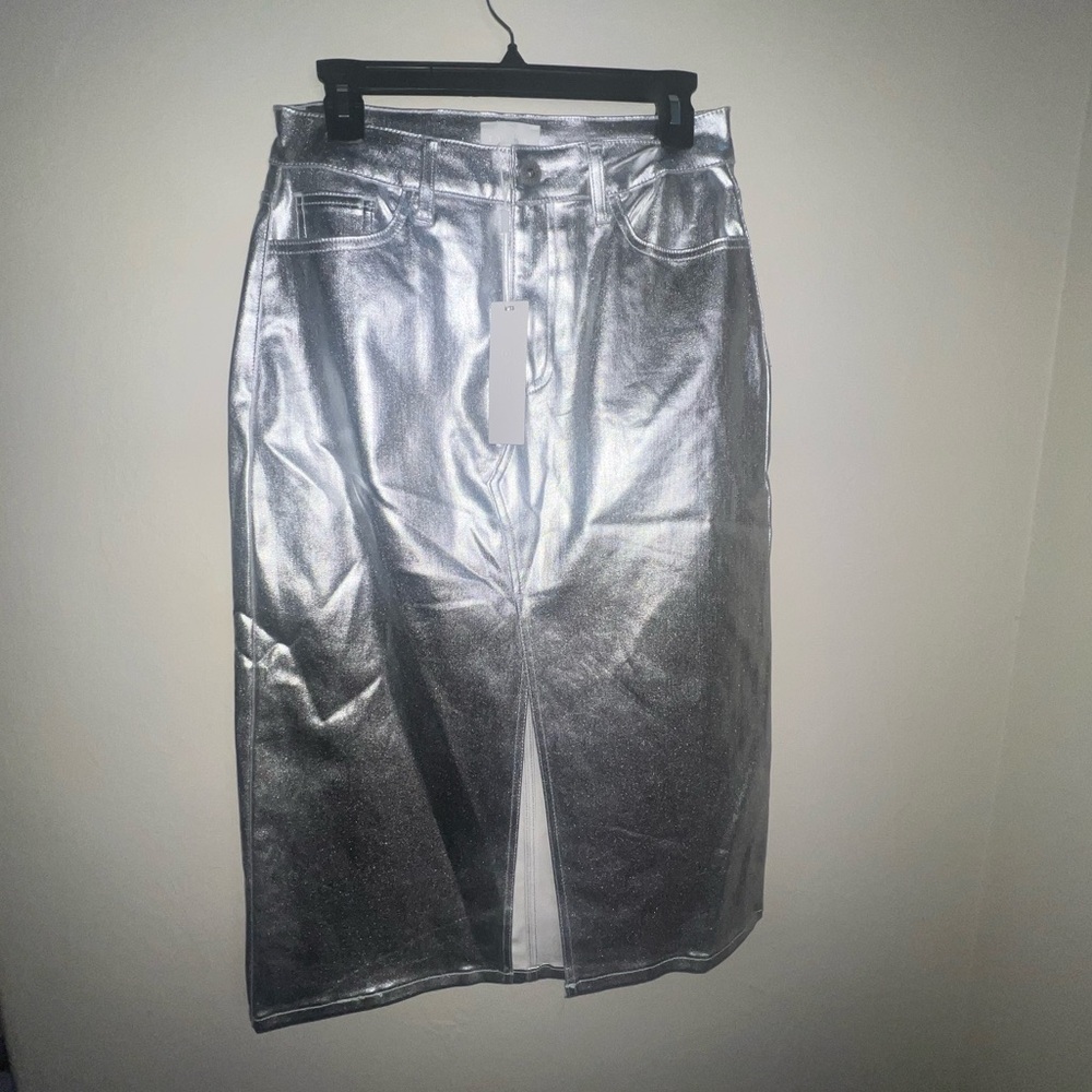 Every Silver Metallic Midi Skirt from‎  Dillards